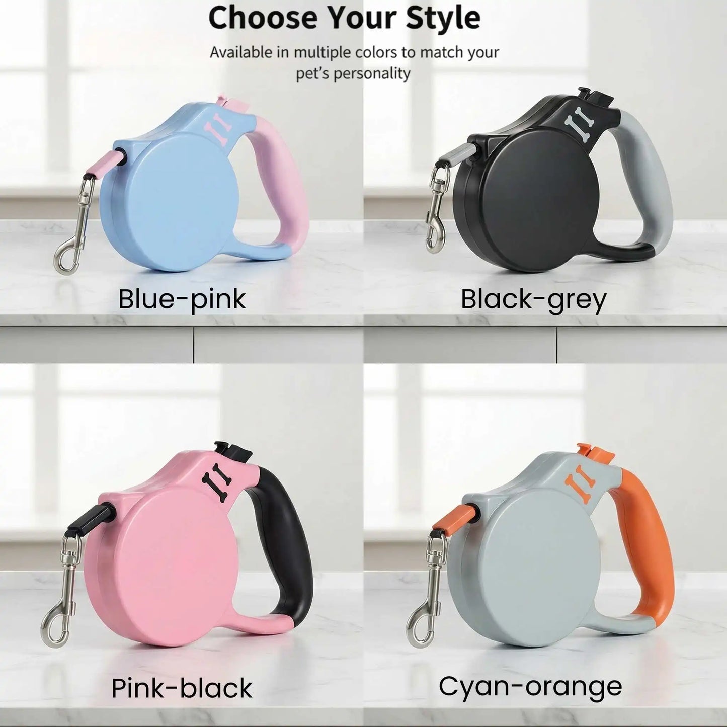 Correa Extensible para Perros 3/5 m — reflectante para pasear de noche